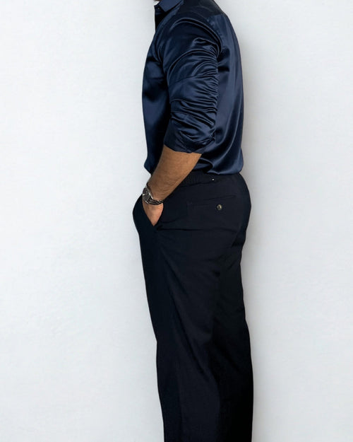 Royal Blue Satin Shirt Wayne Studio.
