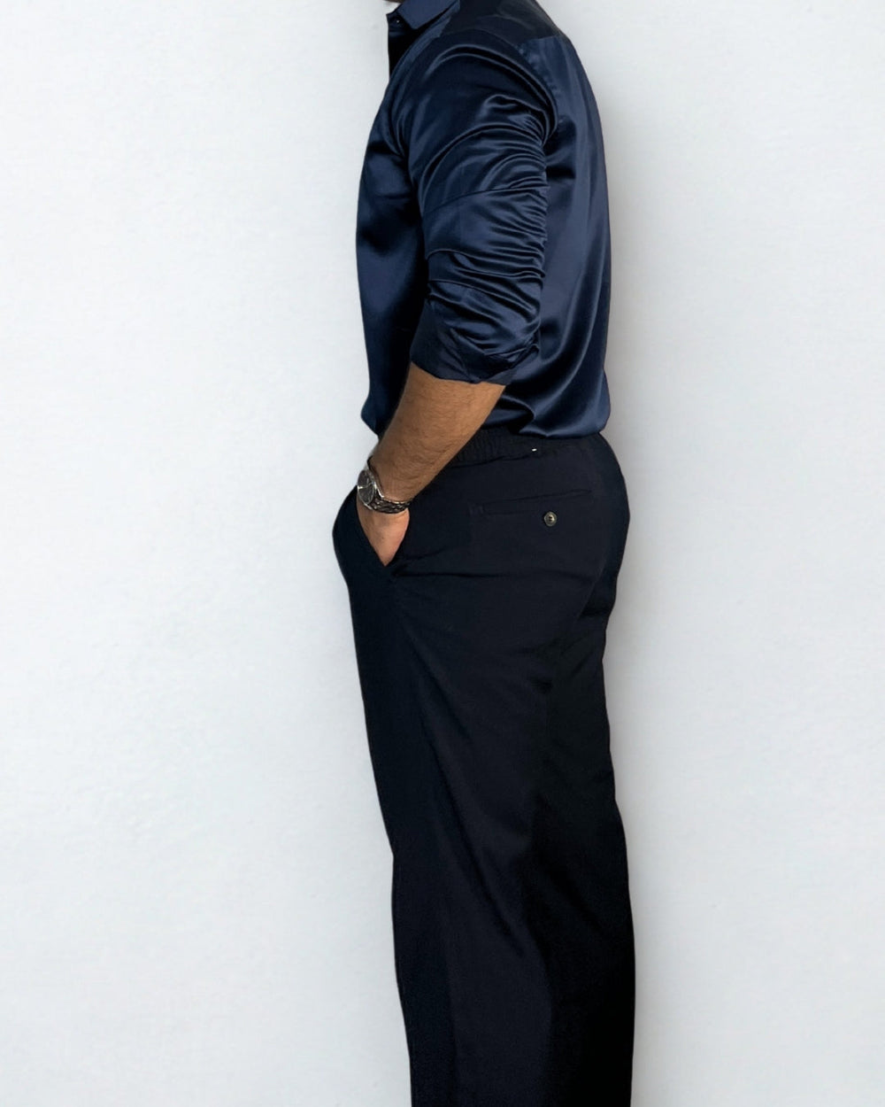 Royal Blue Satin Shirt Wayne Studio.