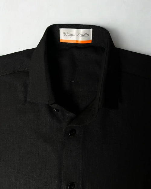 Black Relaxed Fit Linen Shirt Wayne Studio.