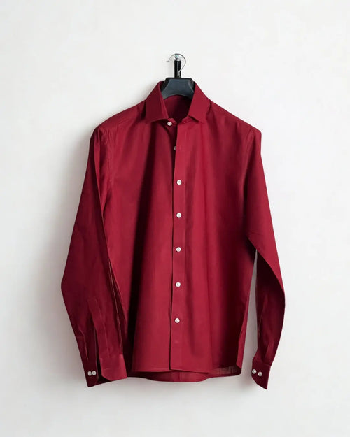 Maroon Relaxed Fit Linen Shirt Wayne Studio.
