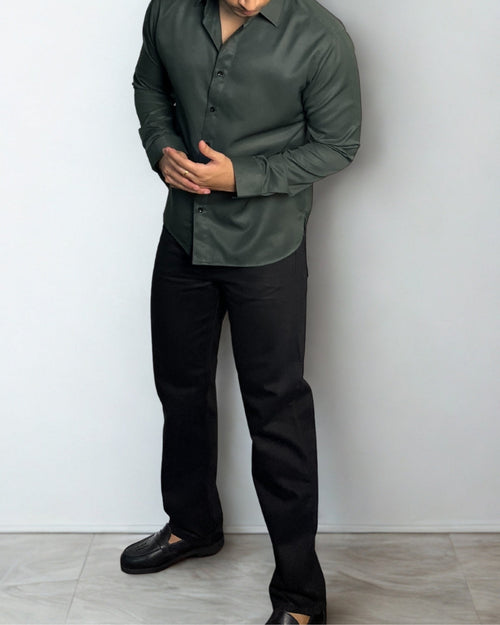 Green Italian Button-Up Shirt Wayne