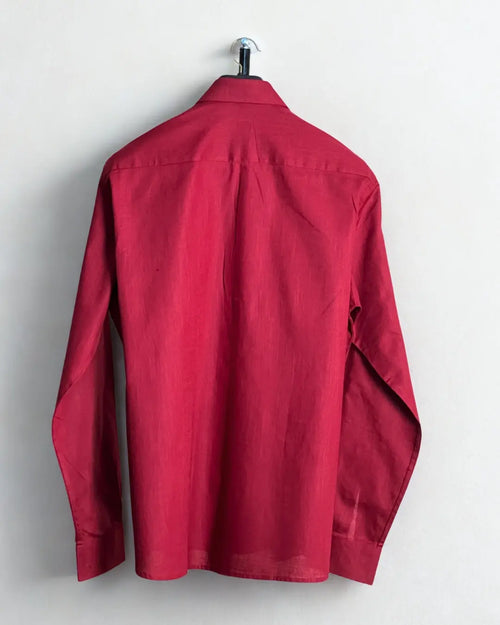 Maroon Relaxed Fit Linen Shirt Wayne Studio.