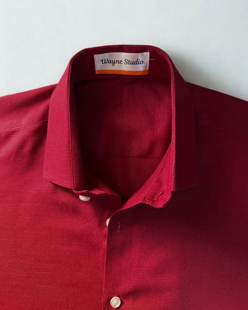 Maroon Relaxed Fit Linen Shirt Wayne Studio.