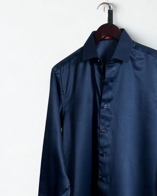 Royal Blue Satin Shirt Wayne Studio.