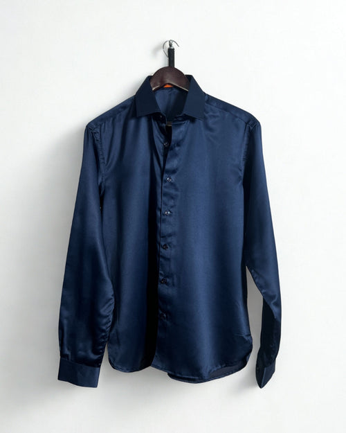 Royal Blue Satin Shirt Wayne Studio.
