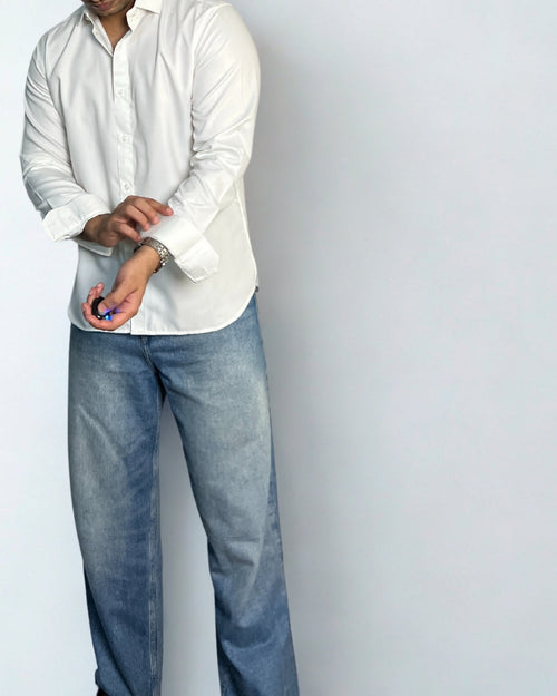 Warm White Relaxed Fit Cotton Shirt Wayne Studio.