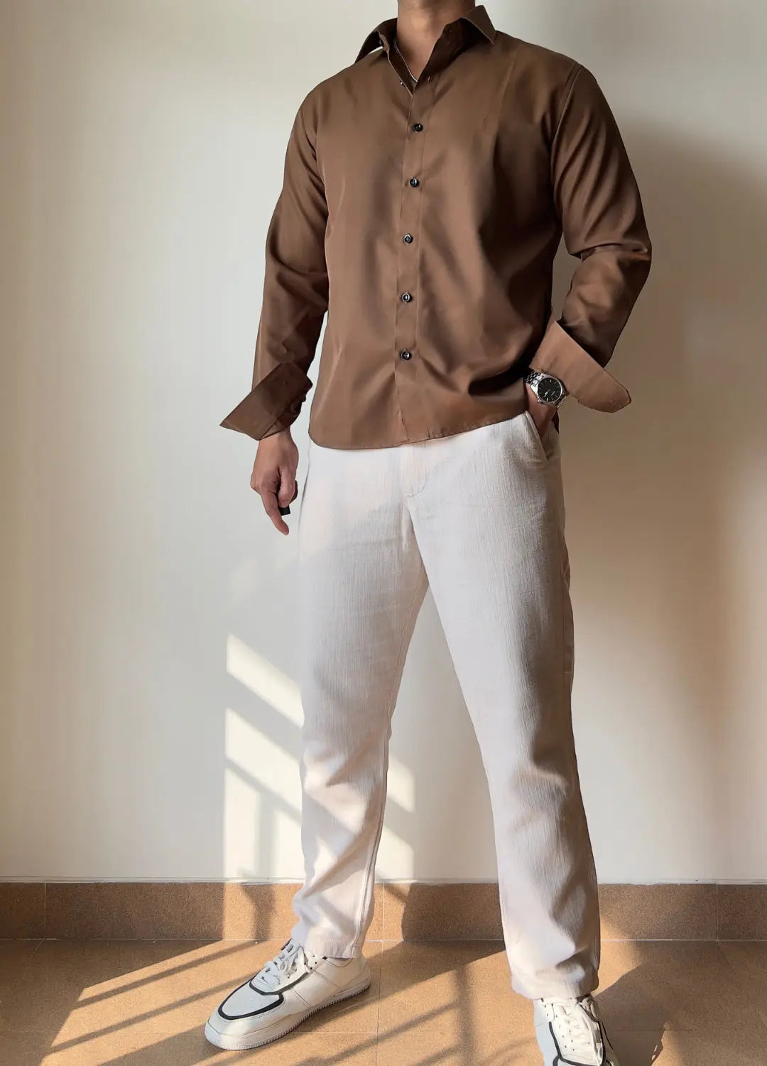 Brown Italian Button-Up Shirt Wayne